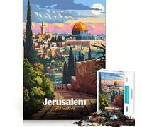 Jigsaw for Adults 1000 Pieces Jerusalem, Palestine Travel Poster Smooth Joint Fun Problem Solve Fun Casual Game Time Birthday Art Play (38x26cm)