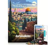 Jigsaw for Adults 1000 Pieces Jerusalem, Palestine Travel Poster Smooth Joint Fun Problem Solve Fun Casual Game Time Birthday Art Play (50x75cm)