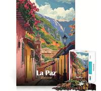 Jigsaw for Adults 1000 Pieces La Paz, Bolivia Travel Poster Fine Edge Craft Problem Solve Toy Relax Game Play Birthday Art Play (38x26cm)