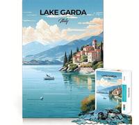 Jigsaw for Adults 1000 Pieces Lake Garda, Italy Perfect Cut Fun Smart Challenge Fun Peaceful Play Fun Xmas Art Gift (38x26cm)