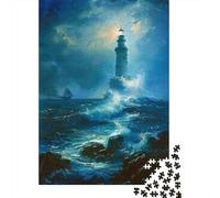 Jigsaw for Adults 1000 Pieces Lighthouse in Stormy Sea-2 Puzzles for Adults Brain Teaser Game For Family Fun Fun at Home Activities, 38x26cm/1000pcs