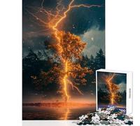 Jigsaw for Adults 1000 Pieces Lightning Strikes Tree Anti-Stress Toys Birthday Gift Educational Game Enhance Love between Couples Size 38x52cm
