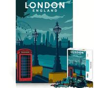 Jigsaw for Adults 1000 Pieces London Travel Poster Fine Edge Craft Problem Solve Toy Relax Game Play Birthday Art Play (38x52cm)