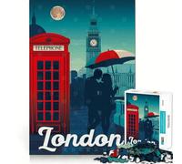 Jigsaw for Adults 1000 Pieces London UK Travel Poster Smooth Joint Fun Problem Solve Fun Casual Game Time Birthday Art Play (38x26cm)