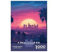 Jigsaw for Adults 1000 Pieces Los Angeles Sunset Skyline Illustration Jigsaw for Adults Relax Games Analysis And Logic Unique Birthday And Xmas Gifts 70x50cm/1000pcs