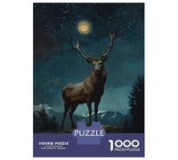 Jigsaw for Adults 1000 Pieces Majestic Elk Under Night Sky Puzzles for Adults Hands-on Game Analysis And Logic Unique Birthday And Xmas Gifts 38x26cm/1000pcs