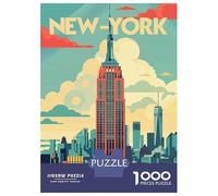 Jigsaw for Adults 1000 Pieces Manhattan Retro Poster Teenager Puzzles Hands-on Game Presents for Women Christmas Birthday Gifts 52x38cm/1000pcs
