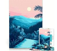 Jigsaw for Adults 1000 Pieces Minimalist Pastel Blue Mountain Landscape Art Smooth Joint Fun Problem Solve Fun Casual Game Time Birthday Art Play (38x26cm)