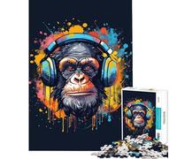 Jigsaw for Adults 1000 Pieces Monkey Dj Music Fun Activities at Home Staycation Kill Time Fun Games for And from 14 Years And over (38x26cm)