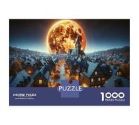 Jigsaw for Adults 1000 Pieces Moonlit Medieval Village Puzzles for Adults DIY Toys Analysis And Logic Gifts for Friends And Family 70x50cm/1000pcs