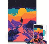Jigsaw for Adults 1000 Pieces Mountain Peak Man Retro Minimalist Art Illustration Fine Edge Craft Problem Solve Toy Relax Game Play Birthday Art Play (38x52cm)