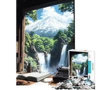 Jigsaw for Adults 1000 Pieces Mountain View Writing Desk Japanese Landscape Puzzles for Adults Relaxing Games Precision Cutting Challenging Game Gifts (Size 38x52cm)