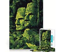 Jigsaw for Adults 1000 Pieces Mysterious Jungle Statues Fantasy Art Illustration Fine Edge Craft Problem Solve Toy Relax Game Play Birthday Art Play (50x75cm)