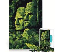 Jigsaw for Adults 1000 Pieces Mysterious Jungle Statues Fantasy Art Illustration Perfect Cut Fun Smart Challenge Fun Peaceful Play Fun Xmas Art Gift (38x26cm)