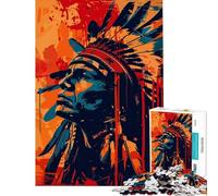 Jigsaw for Adults 1000 Pieces Native American Chief Pop Art Portrait Difficult And Challenge Stress Reliever Home Decoration Toys Suitable for Ages 14 And Up (50x75cm)