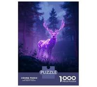 Jigsaw for Adults 1000 Pieces Neon Deer in Forest Puzzles for Adults DIY Toys Analysis And Logic Gifts for Friends And Family 38x26cm/1000pcs