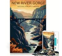 Jigsaw for Adults 1000 Pieces New River Gorge National Park Smooth Joint Fun Problem Solve Fun Casual Game Time Birthday Art Play (50x75cm)
