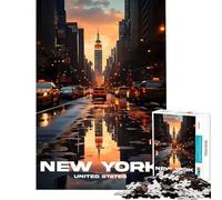 Jigsaw for Adults 1000 Pieces New York Manhattan Streets Help The Brain Exercise Presents for Women Anti-Stress Toys for 14+ Puzzle Game Offered (38x26cm)