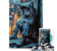 Jigsaw for Adults 1000 Pieces Nightwatch Cat Explorer Adult Jigsaw Hands-on Game Perfect Decoration Unique Birthday And Xmas Gifts (Size 38x52cm)