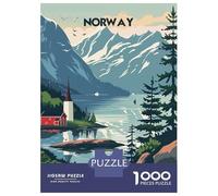 Jigsaw for Adults 1000 Pieces Norwegian Fjordscape Jigsaw for Adults Brain Teaser Game Staycation Kill Time Fun Activities at Home 38x26cm/1000pcs