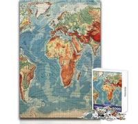 Jigsaw for Adults 1000 Pieces Old Map of The World Family Fun & Game Night Precision Cutting Gift For Birthdays Size 50x75cm