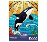 Jigsaw for Adults 1000 Pieces Orca Stained Glass Style Illustration Puzzles for Adults DIY Toys Analysis And Logic Gifts for Friends And Family 38x26cm/1000pcs