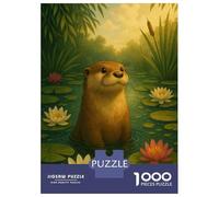 Jigsaw for Adults 1000 Pieces Otter in Lily Pond Puzzles for Adults Brain Teaser Game For Family Fun Fun at Home Activities, 52x38cm/1000pcs