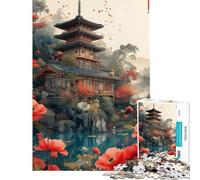Jigsaw for Adults 1000 Pieces Pagoda Japan Landscape Help The Brain Exercise Presents for Women Anti-Stress Toys for 14+ Puzzle Game Offered (38x26cm)