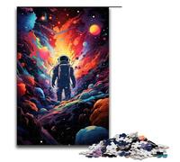 Jigsaw for Adults 1000 Pieces Painting Color Astronaut Family Wooden Puzzles Educational Game Challenge Toy 1000PCS(75x50cm)