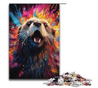 Jigsaw for Adults 1000 Pieces Painting Colorful Sea Otter Family Paper Puzzles Educational Game Challenge Toy 1000 PCS(38x26cm)