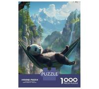 Jigsaw for Adults 1000 Pieces Panda Hammock Landscape Teenager Puzzles Hands-on Game Presents for Women Christmas Birthday Gifts 38x26cm/1000pcs