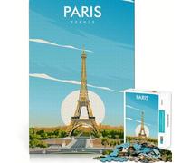 Jigsaw for Adults 1000 Pieces Paris France Travel Poster Perfect Cut Fun Smart Challenge Fun Peaceful Play Fun Xmas Art Gift (38x52cm)