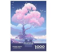 Jigsaw for Adults 1000 Pieces Pink Tree Beside The Lake Puzzles for Adults Brain Teaser Game For Family Fun Fun at Home Activities, 52x38cm/1000pcs