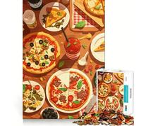 Jigsaw for Adults 1000 Pieces Pizza Feast Still Life Illustration Smooth Joint Fun Problem Solve Fun Casual Game Time Birthday Art Play (38x26cm)