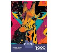 Jigsaw for Adults 1000 Pieces Pop Art Giraffe Jigsaw for Adults Brain Teaser Game Staycation Kill Time Fun Activities at Home 52x38cm/1000pcs