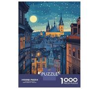Jigsaw for Adults 1000 Pieces Prague Czech Republic Night Cityscape Jigsaw for Adults Relax Games Analysis And Logic Unique Birthday And Xmas Gifts 52x38cm/1000pcs