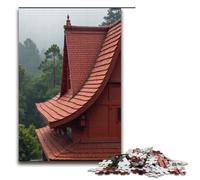 Jigsaw for Adults 1000 Pieces Red Roof And Green Tiles Family Wooden Puzzles Educational Game Challenge Toy 1000 PCS(38x26cm)