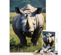 Jigsaw for Adults 1000 Pieces Rhinoceros Animals Puzzles for Teenagers Difficult Challenge Train Your Brain And Hands Great Gifts for Gaming (38x52cm)