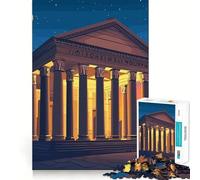 Jigsaw for Adults 1000 Pieces Roman Temple at Night Fine Edge Craft Problem Solve Toy Relax Game Play Birthday Art Play (38x52cm)
