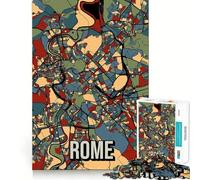 Jigsaw for Adults 1000 Pieces Rome Italy City Map Perfect Cut Fun Smart Challenge Fun Peaceful Play Fun Xmas Art Gift (38x26cm)