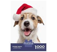 Jigsaw for Adults 1000 Pieces Russell Terrier Dog with Santa Hat Puzzles for Adults DIY Toys Analysis And Logic Gifts for Friends And Family 52x38cm/1000pcs