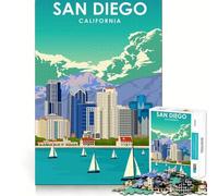 Jigsaw for Adults 1000 Pieces San Diego California Print Fine Edge Craft Problem Solve Toy Relax Game Play Birthday Art Play (50x75cm)