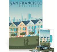 Jigsaw for Adults 1000 Pieces San Francisco Travel Print Smooth Joint Fun Problem Solve Fun Casual Game Time Birthday Art Play (38x52cm)