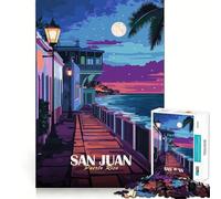 Jigsaw for Adults 1000 Pieces San Juan, Puerto Rico Nightscape Fine Edge Craft Problem Solve Toy Relax Game Play Birthday Art Play (38x26cm)