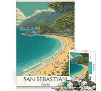 jigsaw for adults 1000 pieces San Sebastián Beach Poster | Home Decoration Fun at Home Activities, Birthday and unique gifts 38x26cm