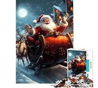 Jigsaw for Adults 1000 Pieces Santa's Sleigh Ride Christmas Help The Brain Exercise Presents for Women Anti-Stress Toys for 14+ Puzzle Game Offered (38x52cm)