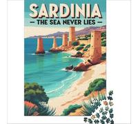 Jigsaw for Adults 1000 Pieces Sardinia Crystal Sea Vintage, Educational Toy, But Fun And Humorous, with Matching Poster And Trivia Sheet 1000 PCS