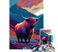 Jigsaw for Adults 1000 Pieces Scottish Highland Cows Fun Activities at Home Staycation Kill Time Fun Games for And from 14 Years And over (38x26cm)