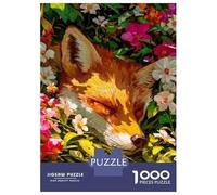 Jigsaw for Adults 1000 Pieces Sleeping Fox Among Flowers Jigsaw for Adults Relax Games Analysis And Logic Unique Birthday And Xmas Gifts 52x38cm/1000pcs