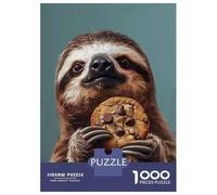 Jigsaw for Adults 1000 Pieces Sloth Eating Cookie Puzzles for Adults Brain Teaser Game For Family Fun Fun at Home Activities, 38x26cm/1000pcs